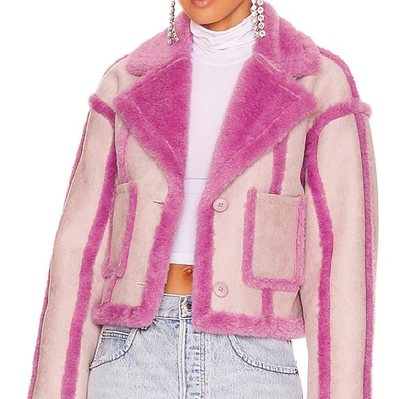 Ow Collection Jackets & Blazers - Pink Teddy Shearling Jacket